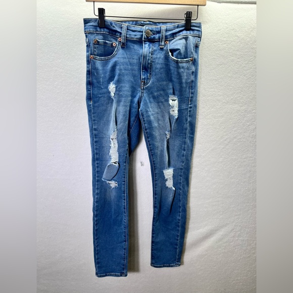 Aeropostale Distressed High Rise Jegging Jeans Womens 4 Short Blue Denim 2326 - Picture 1 of 9